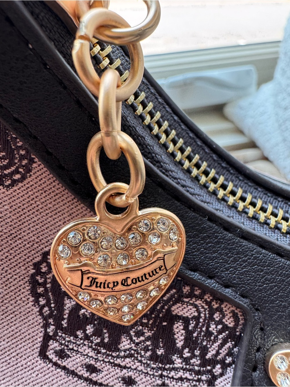 NWT Juicy Couture Pink Diamond Vintage Couture Shoulder Bag Rhinestone Logo Y2K - Picture 5 of 11